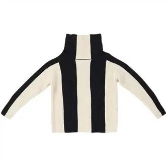 ہائی نیک عمودی دھاری سویٹر