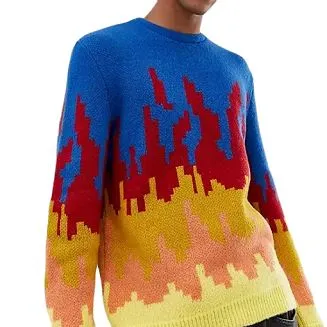 شعلہ ڈیزائن میں Jacquard-بننا سویٹر